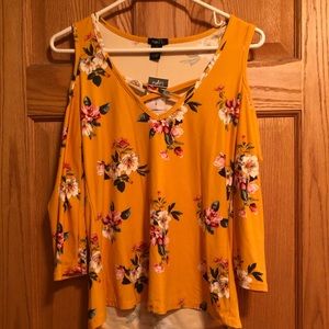 Floral cold shoulder top